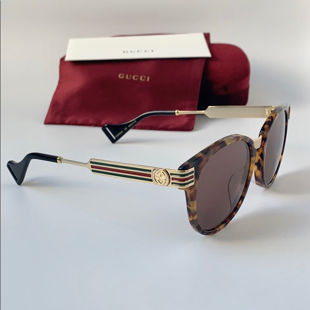 Gucci Sunglasses GG0586SA 004 Havana/Gold/Brown - Picture 2 of 8